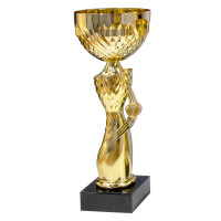 Pokal Sanny, gold, mit Logo oder Sportmotiv