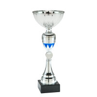 Pokal Mia, silber/blau, mit Logo oder Sportmotiv