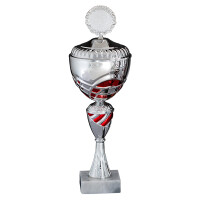 Pokal Electra, silber/rot, mit Logo oder Sportmotiv