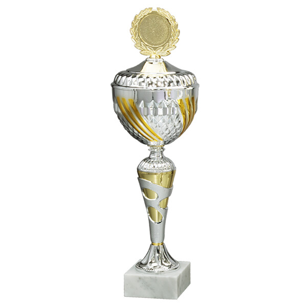 Pokal Mintha, silber/gold, mit Logo oder Sportmotiv