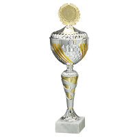 Pokal Mintha, silber/gold, mit Logo oder Sportmotiv