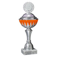 Pokal Raphaela, silber/orange, mit Logo oder Sportmotiv