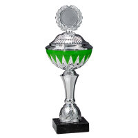 Pokal Henora, silber/grün, mit Logo oder Sportmotiv