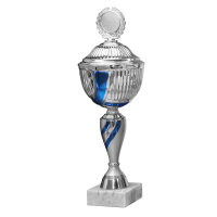 Pokal Sasha, silber/blau, mit Logo oder Sportmotiv