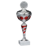 Pokal Tosca, silber/rot, mit Logo oder Sportmotiv