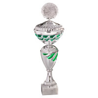 Pokal Petra, silber/grün, mit Logo oder Sportmotiv