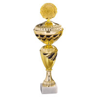 Pokal Kathrin, gold/schwarz, mit Logo oder Sportmotiv