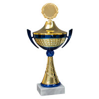 Pokal Tatjana, gold/blau, mit Logo oder Sportmotiv