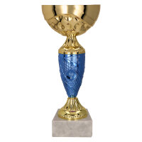 Pokal Maria, gold/blau, mit Logo oder Sportmotiv