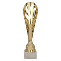 Pokal Wertigo, gold, mit Logo oder Sportmotiv