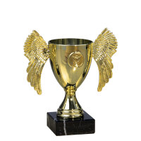 Pokal Wing-Cup, gold, mit Logo oder Sportmotiv