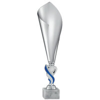 Pokal Greta, silber/blau, mit Logo oder Sportmotiv