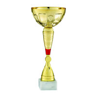 Pokal Julia, gold/rot, mit Logo oder Sportmotiv