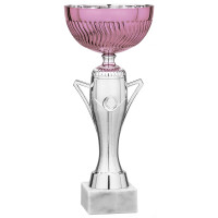 Pokal Titana, silber/rosa, mit Logo oder Sportmotiv