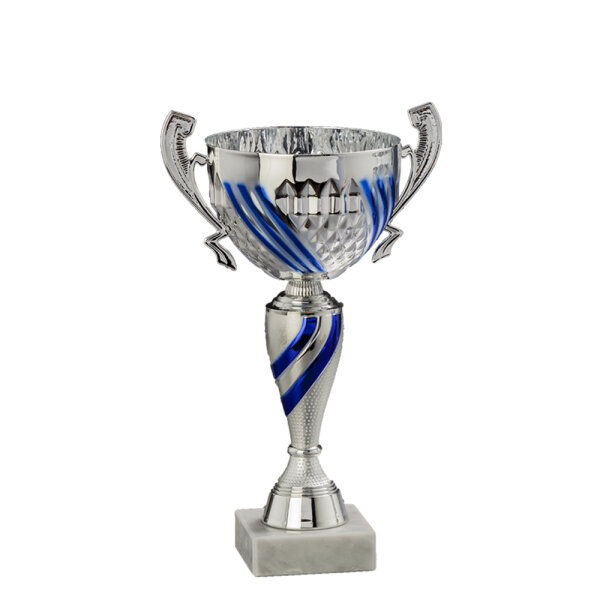 Henkelpokal Baya, silber/blau, 26 cm