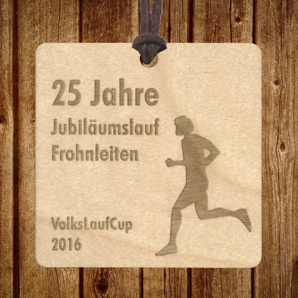 Laufsport-Holzmedaille "Quadrat"