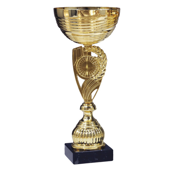 Pokal Ulla, gold, 6 Größen, mit Logo und Sportmotiv, 30-37 cm