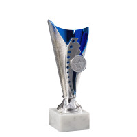 Pokal Anna, silber/blau, mit Logo oder Sportmotiv