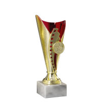 Pokal Anna, gold/rot, mit Logo oder Sportmotiv
