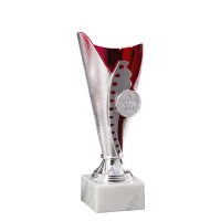 Pokal Anna, silber/rot, mit Logo oder Sportmotiv