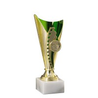 Pokal Anna, gold/grün, mit Logo oder Sportmotiv