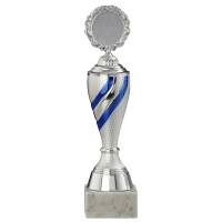 Pokal Duran, silber/blau, mit Logo oder Sportmotiv