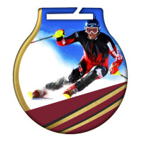 Medaille inkl. färbigem Druck "Ski", DM 50 mm