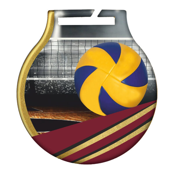 Medaille inkl. färbigem Druck "Volleyball", DM 50 mm