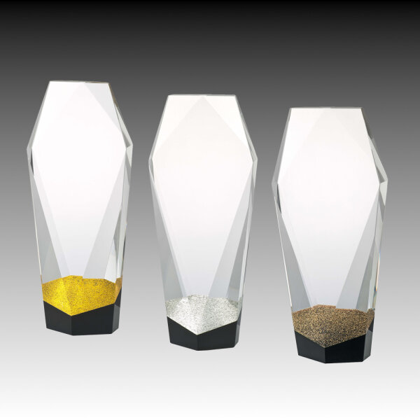 Glaspokal Gold/Silber/Bronze, 23 cm