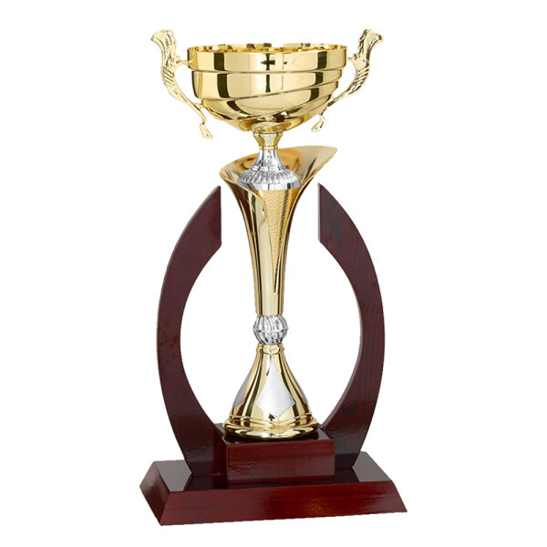 Pokal Angelic, gold/silber/Holz, 3 Größen, 34-48 cm