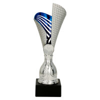 Pokal Havanna, silber/blau, mit Logo oder Sportmotiv