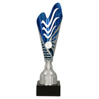 Pokal Claro, silber/blau, mit Logo oder Sportmotiv