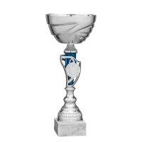 Pokal Niam, silber/blau, mit Logo oder Sportmotiv