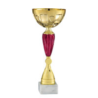 Pokal Mila, gold/rot, mit Logo oder Sportmotiv