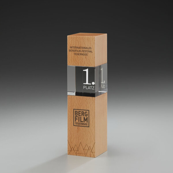 Holz-Glas-Pokal Wooden Cubix, 3 Größen
