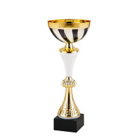 -20% AKTION Pokal Emil, gold/schwarz/weiß, 35 cm