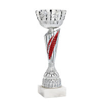 Pokal Theo, silber/rot, 29 cm