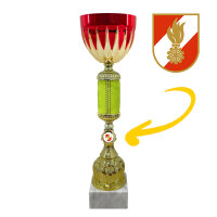 Feuerwehr-Pokal Löscher, gold/rot, 5 Größen