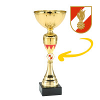 Feuerwehr-Pokal Mia, gold/rot, 30 cm