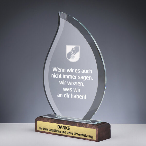 Holz-Glas-Pokal Wooden Flame für Ehrungen, 23,5 cm