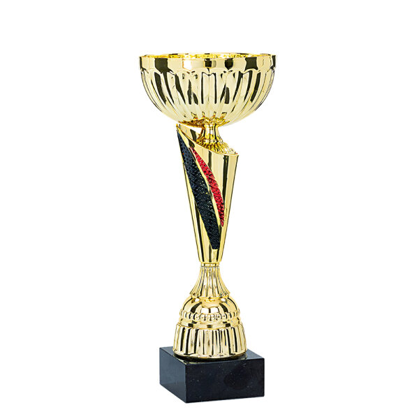 Pokal Isa, gold/schwarz/rot, 35 cm