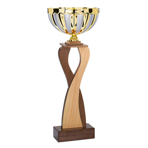 Pokal Gerit, gold/silber/holz, 39 cm