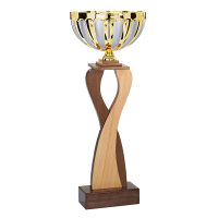 Pokal Gerit, gold/silber/holz, 39 cm