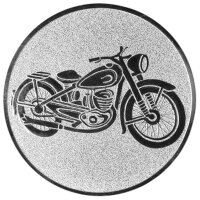 Oldtimer Motorrad, DM 50 mm, Standardemblem, silber