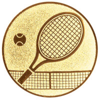 Tennisschläger, DM 50 mm, Standardemblem, gold