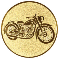 Oldtimer Motorrad, DM 25 mm, Standardemblem, gold