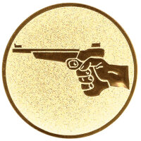 Schießen Revolver, DM 50 mm, Standardemblem, gold